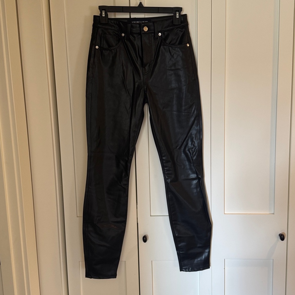 Veronica Beard Black Vegan Leather High RisePants